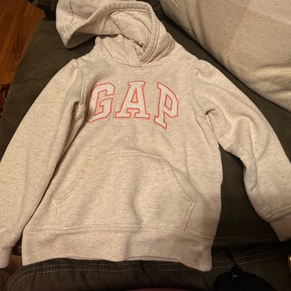 GAP kids Cream Hoodie with pink and white Logo